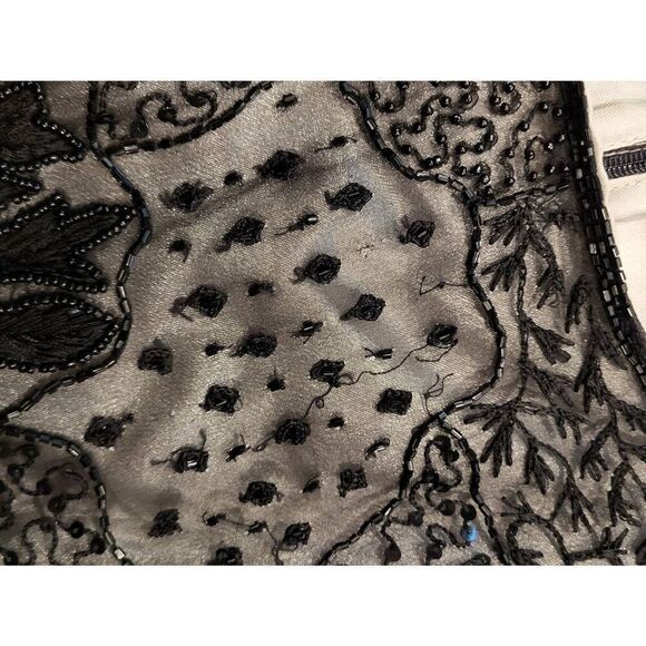 NWT Chaudry Dress Women's Medium Black Silk Beaded Long Formal Gala Whimsigoth - Picture 7 of 9